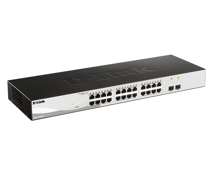 D-Link DGS-F1210-26PS-E 26-Port Gigabit Smart Managed PoE+ Switch with 24 PoE+ Ports (8 Long Reach 250m) and 2 SFP Ports