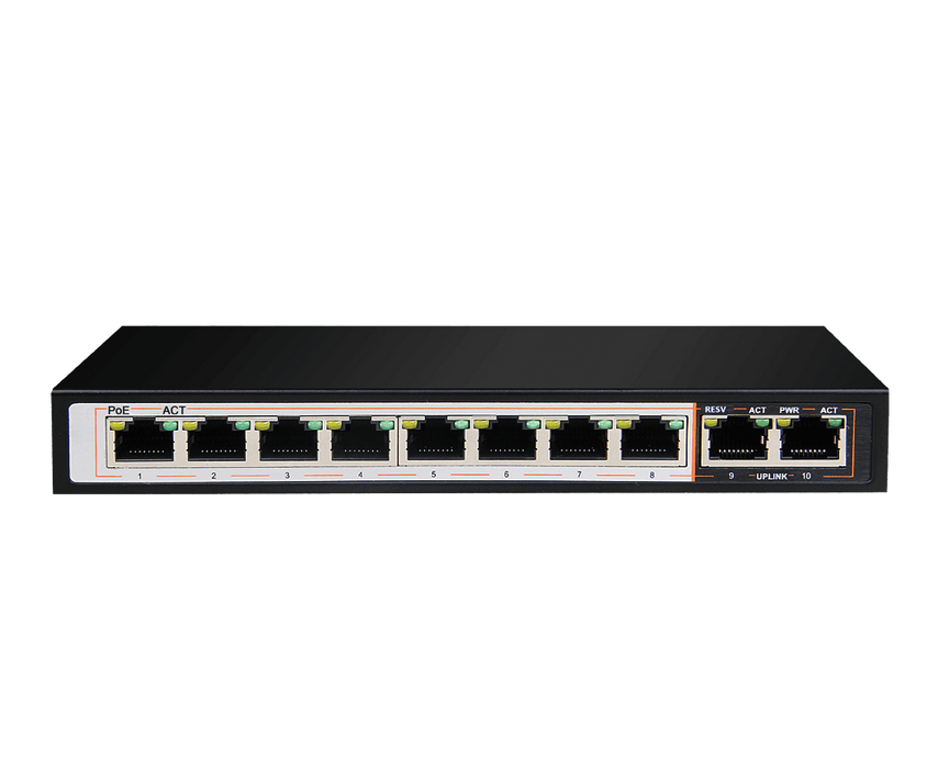 D-Link DGS-F1010P-E 250 Meter 10-Port 1000Mbps Switch with 8 PoE Ports and 2 Uplink Ports